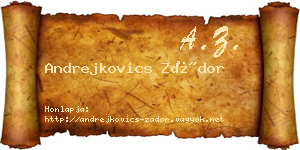 Andrejkovics Zádor névjegykártya